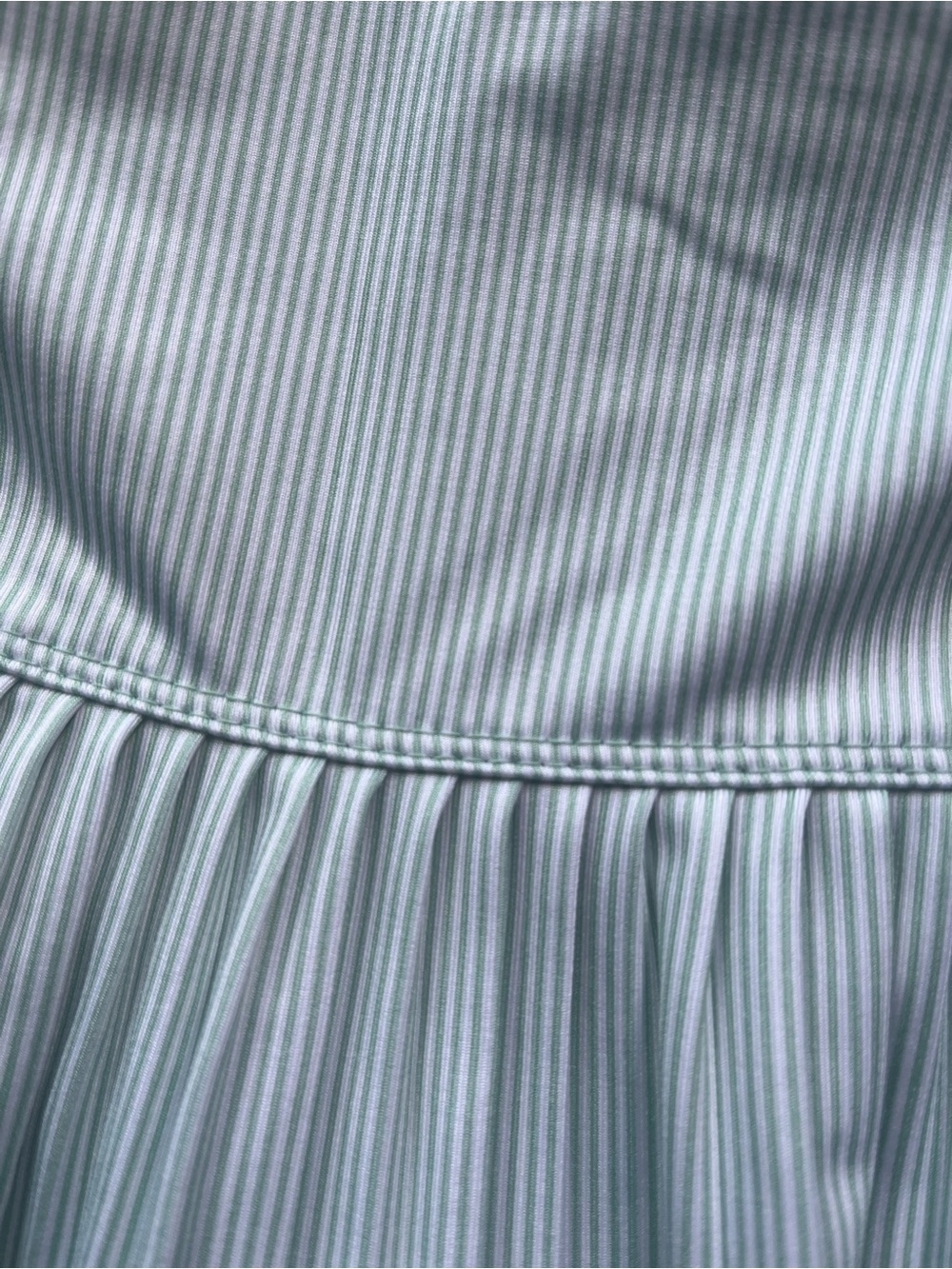 Pleated Lightweight Women Tennis Skirt in Green and White Strips - Picture 3 of 4